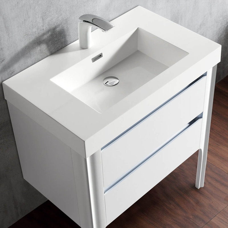 Ensemble de meuble-lavabo simple 30 po Pacifica, Blanc / Blanc