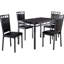 Table de salle à manger en faux marbre noir 5 pièces: table avec structure en métal et 4 chaises rembourrées. Idéal pour la salle à manger en finition: cuir