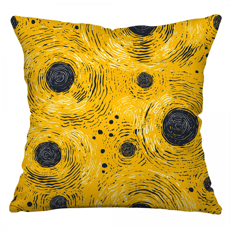Coussin décoratif à motif, sergé de coton abstrait, Carré 14 po