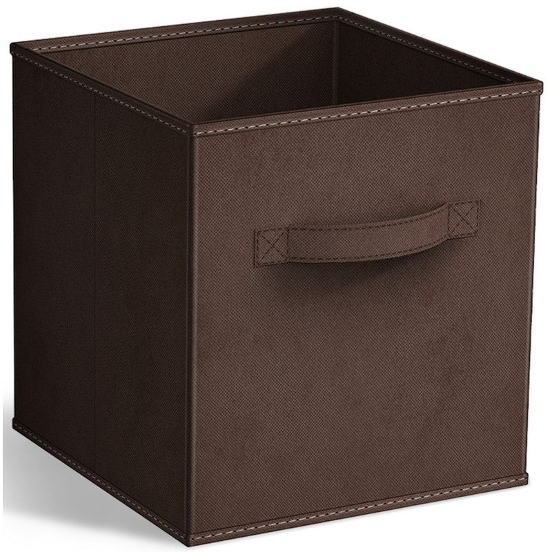 11" Foldable Fabric Storage Cube Bins with Handles, Chocolate