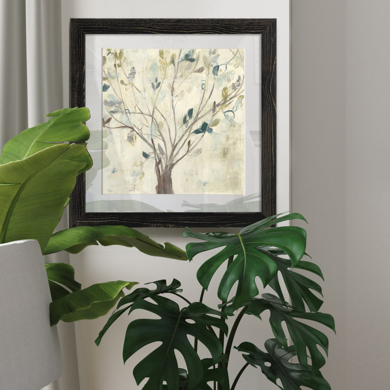 Arbre de bleu II, reproduction d’art encadrée, Blanc, H 17 po x l 17 po x P 1,5 po, Papier encadré noir