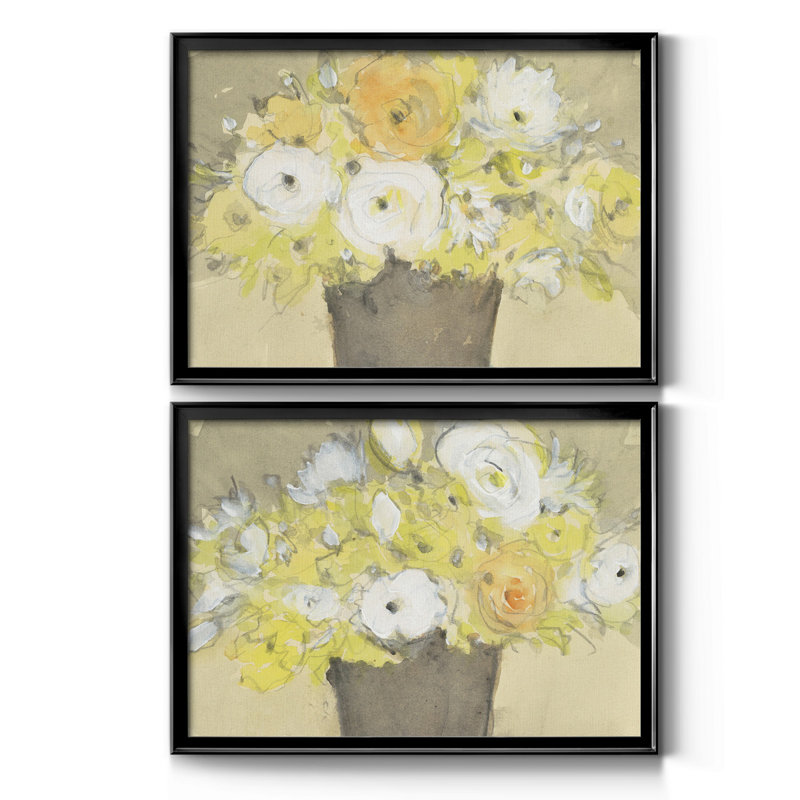 Table Bouquet I - ensemble de 2 peintures encadrées, H 42,5 po x l 61 po x P 1 po, Noir