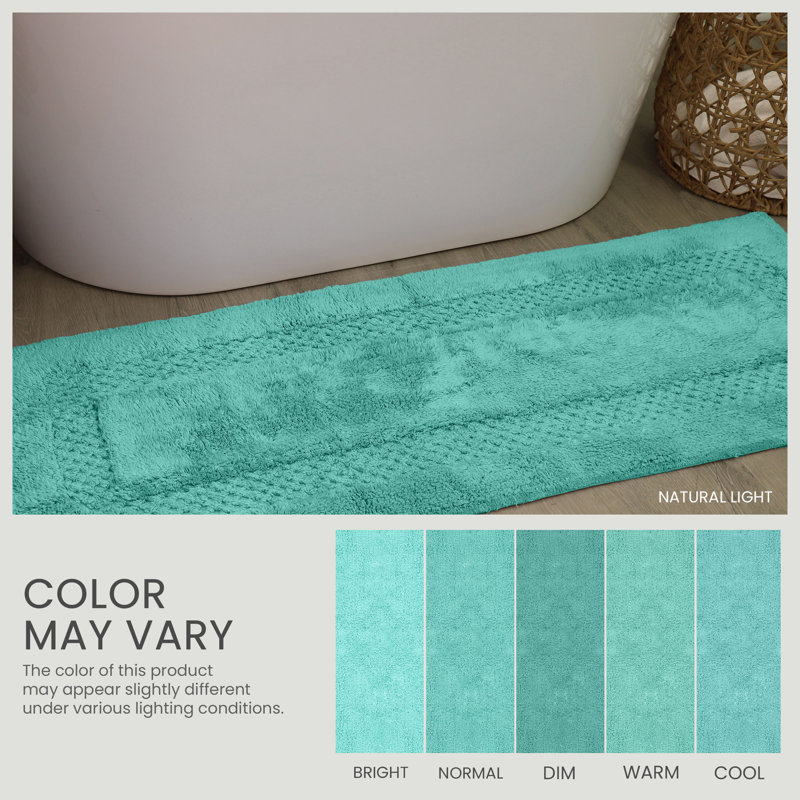 Classy Absorbent Cotton Soft Contour Rug, Aqua