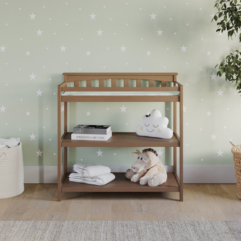 Child Craft Flat Top Changing Table with Changing Pad, Dusty Heather