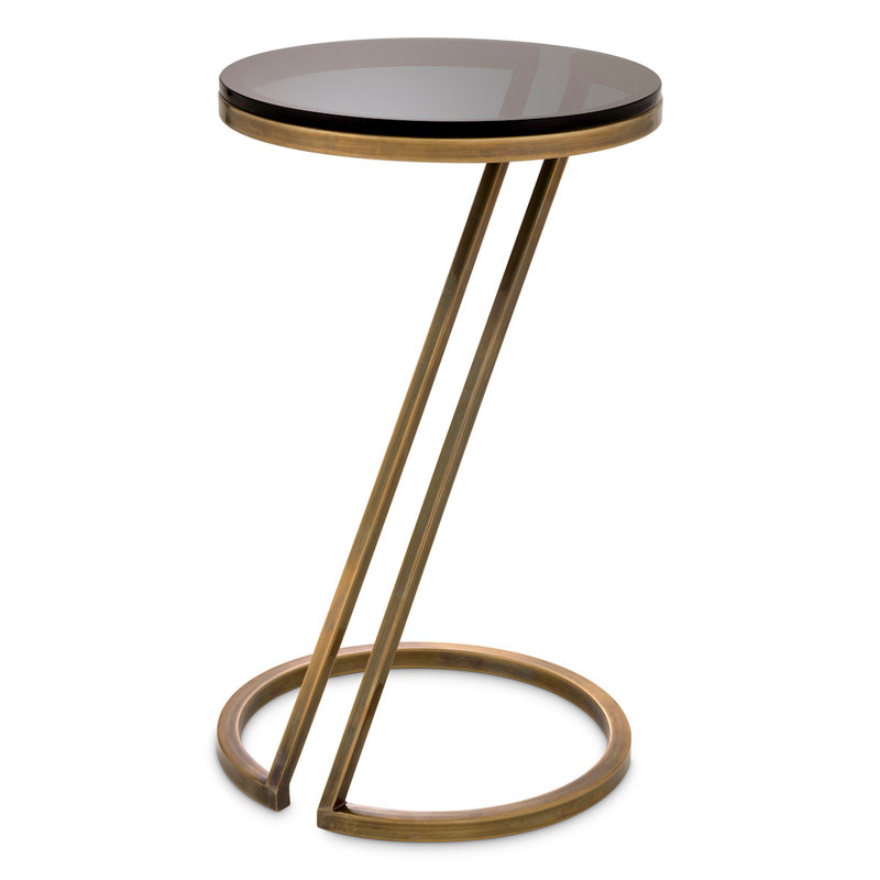 Falcone Glass End Table, Vintage Brass