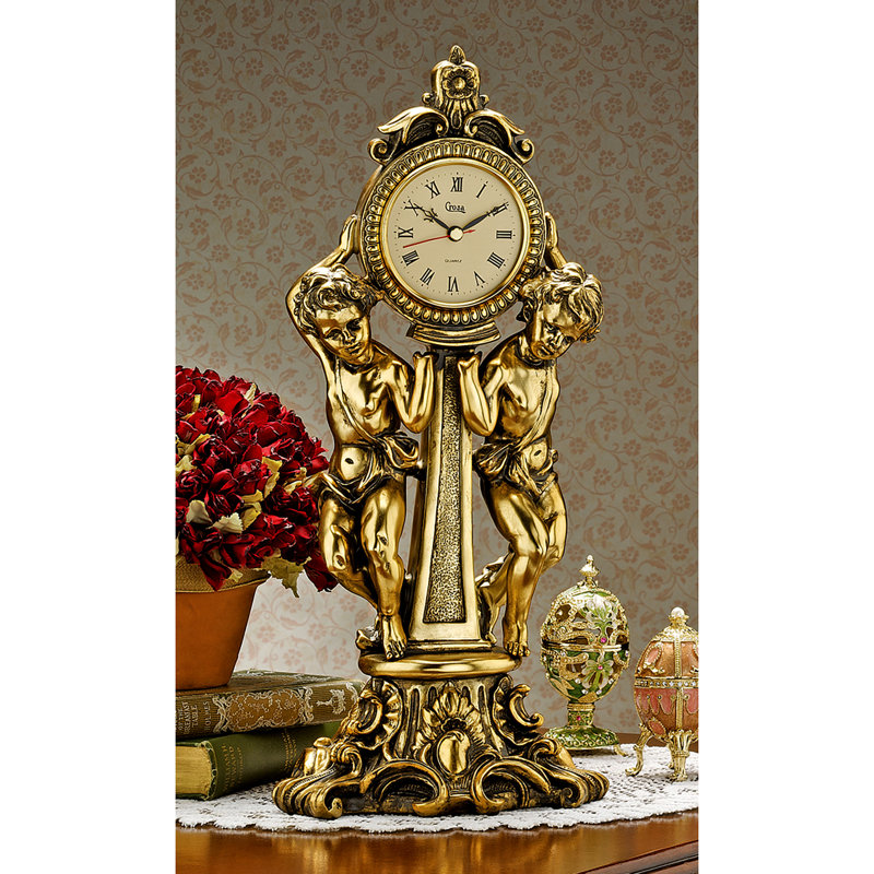 Traditional Analogue Resin Quartz Movement / Crystal Tabletop Clock in Gold