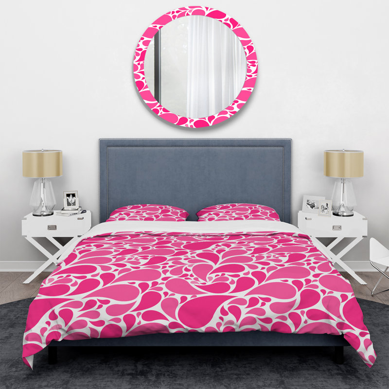 Cachemire rose floral - ensemble de housse de couette abstrait - microfibre de polyester