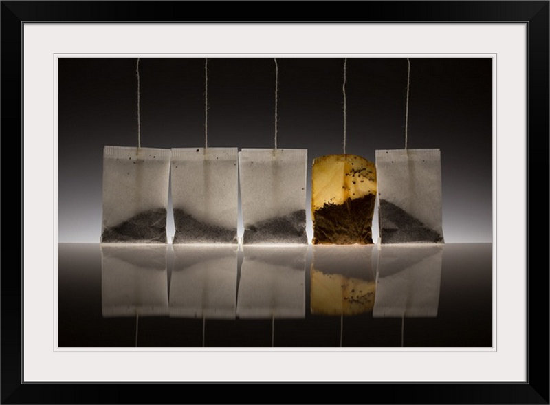 «Teascape» par Wieteke De Kogel, impression d'art graphique de Straub, Cadre noir, H 32 po x l 44 po x P 1 po
