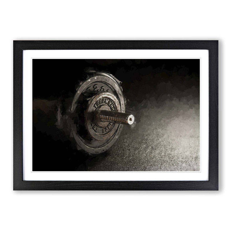 Dumbbell Weight - Picture Frame Graphic Art Print, Black Framed, 62cm H x 87cm W x 2cm D