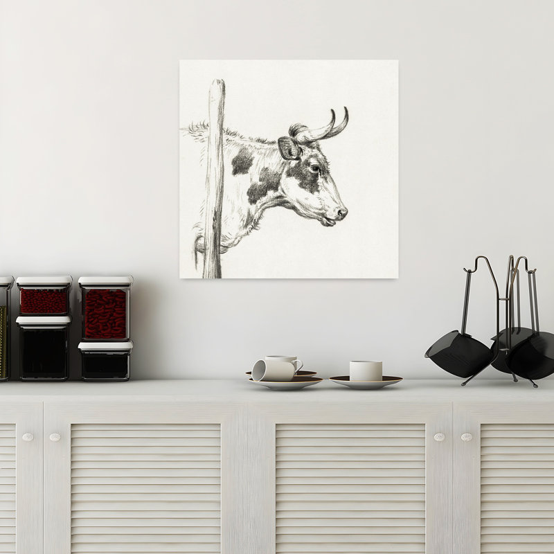 Tête de vache, art mural rétro, H 18 po x l 18 po