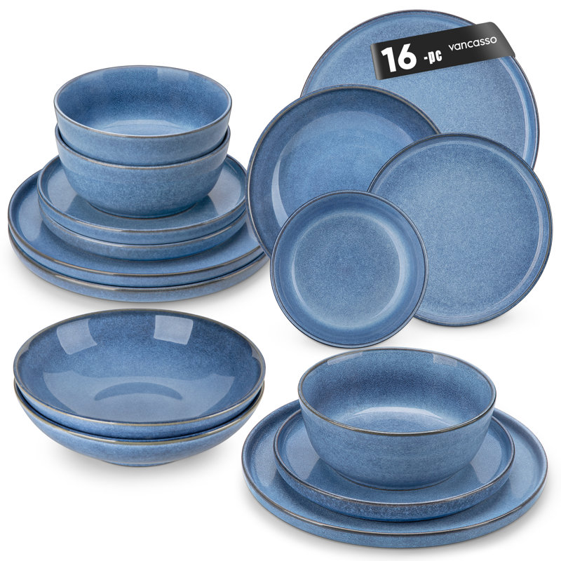 16 Piece Dinnerware Set - Service for 4, Blue
