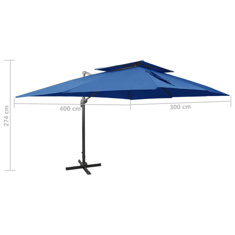 Kashton 400cm X 300cm Rectangular Cantilever Parasol, Blue