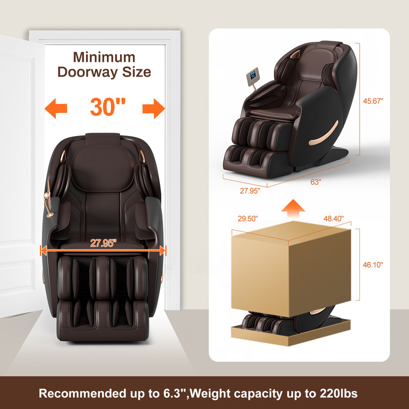 Fauteuil de massage de luxe, fauteuil inclinable Zero Gravity avec commande vocale Ai, rail Sl, Bluetooth, repose-pieds, coussins gonflables, chauffage (noir)