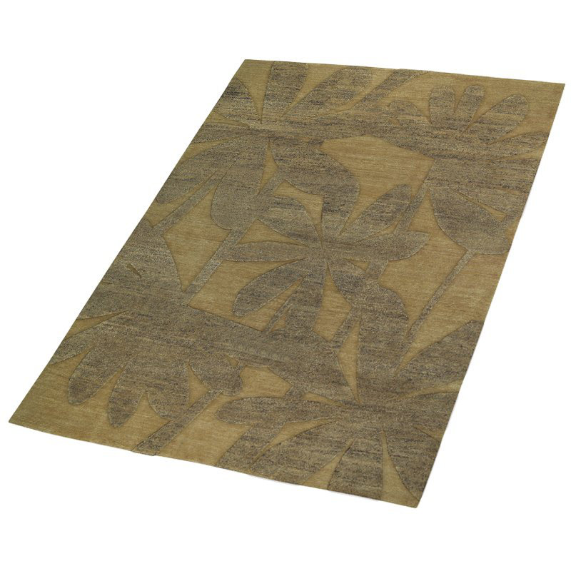 Paradise Floral Area Rug in Gold/Taupe, Rectangle 6' x 9'