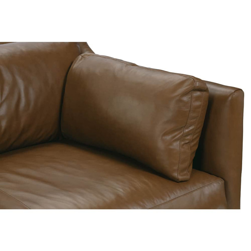 Madeline Leather Bench Cushion Sofa, 34" H x 90" W x 40" D, KL253-94, Dark Brown Wood