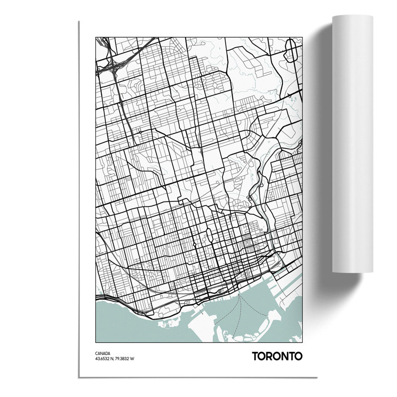 Map Toronto CANADA - Frameless Print, 42cm H x 30cm W x 0.1cm D
