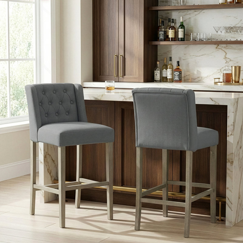 Tabouret de bar et de comptoir Reia, Tabouret de bar (siège d'une hauteur de 29 po), Brun, Gris