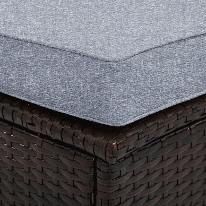 Ensemble de canapé modulaire d'extérieur gris en rotin et en osier 5 pièces gris avec table en verre trempé