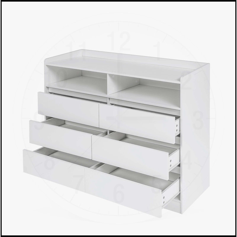 Commode moderne à 6 tiroirs avec lumières DEL pour différentes pièces, rehaussant l'ambiance