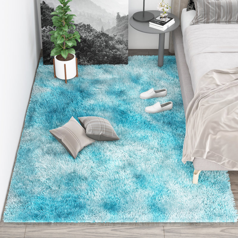 Tapis bleu clair Ombre, Rectangle 6 pi 6 po x 10 pi