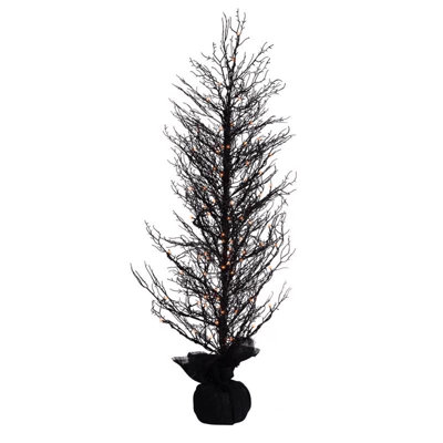  Halloween Orange/Purple 100 ct 5 ft. LED Prelit Twiggy Halloween Tree Halloween Decor