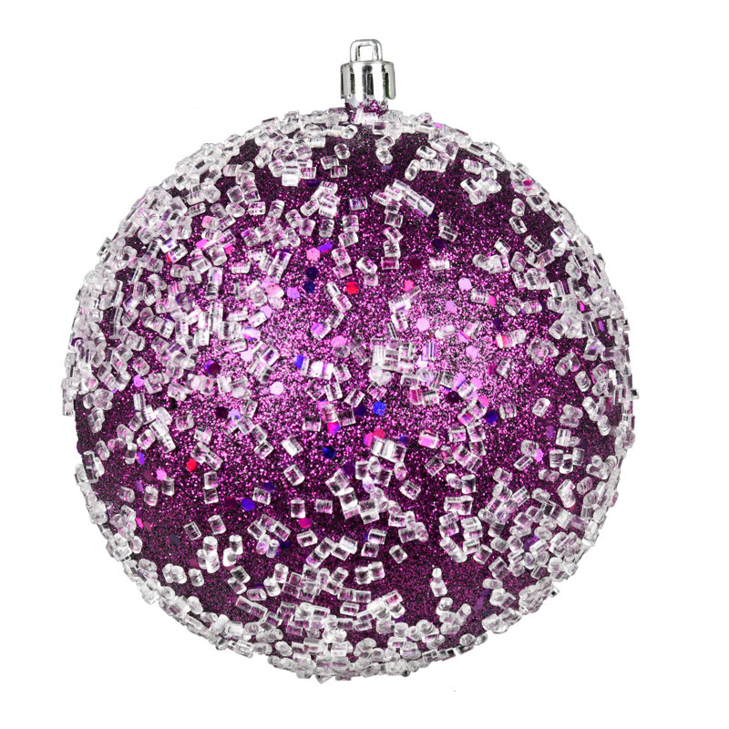 Ornement boule scintillante, Prune, H 4,75 po x l 4,75 po x P 4,75 po, 4