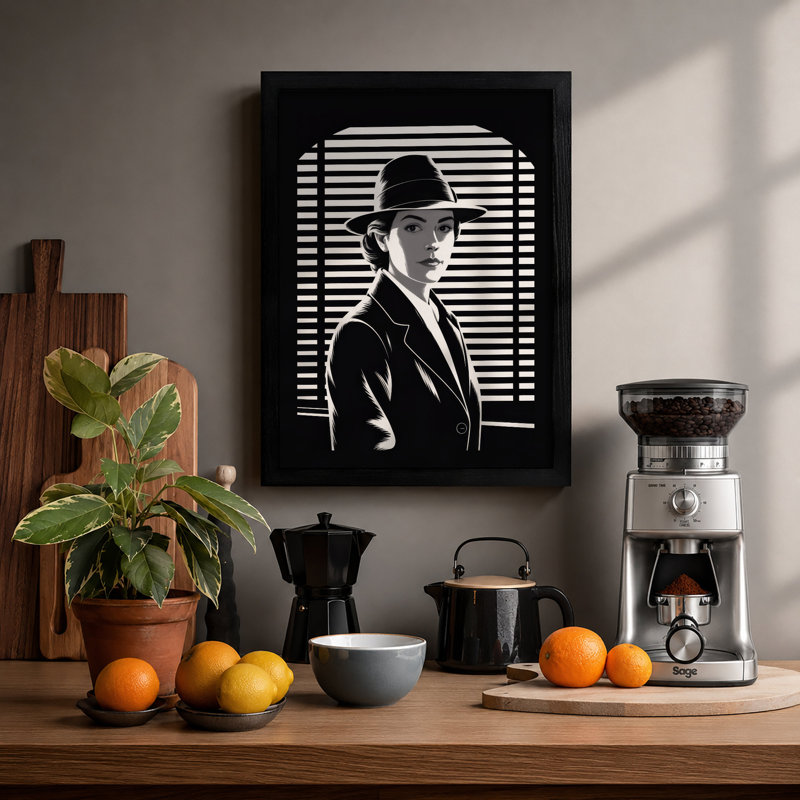 Silhouette in Noir Industrial - Framed Print, A2 - 59.4 x 42.0 cm, Black