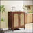 Rattan Wood Yellow Sideboard Buffet Cabinet With Handwoven Doors, Perfect For Modern And Elegant Storage Solutions (Set Of 2)