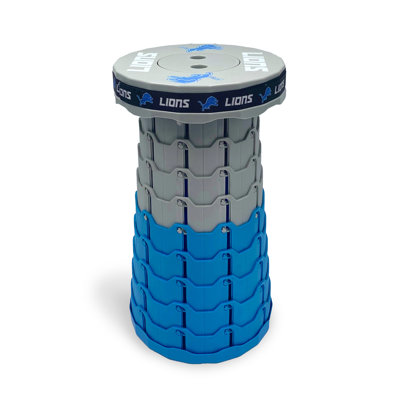 SPORTICULTURE NFL Detroit Lions Telescoping Collapsible Stool 500lbs Max Weight, Portable Adjustable Height Folding Camping Stool with Carry Strap, Retractable Stadium Have A Seat Outdoor Sports Fan