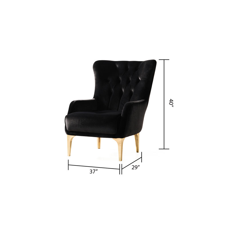 Chaise d'appoint confortable - Design moderne avec support lombaire en bois et en tissu d'ameublement, Noir