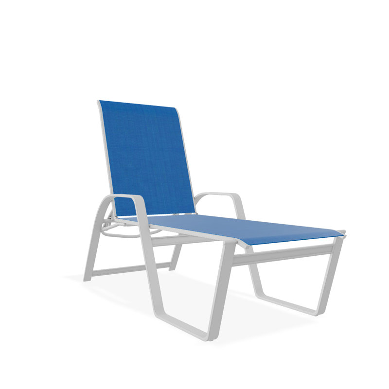 Chaise longue inclinable Holna, Blanc texturé, Bleu pacifique 28D