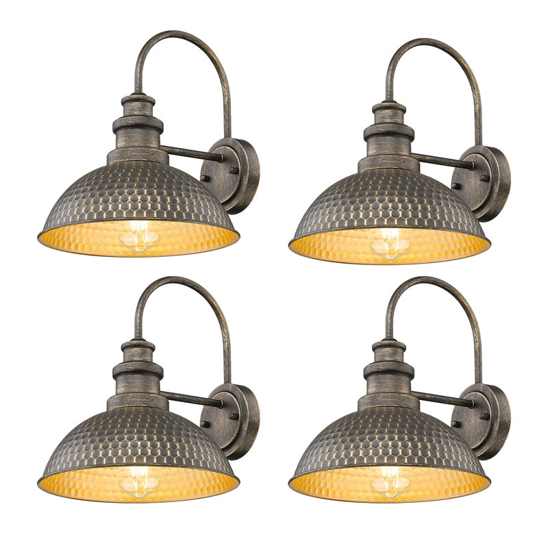 Outdoor Barn Light Fixture, 11.4 Inch Farmhouse Exterior Vintage Wall Mount Lighting, Anti-Rust Waterproof Industrial Outside Wall Sconces For House Porch Patio Garage Yard (Vintage Bronze, 4 Pack)