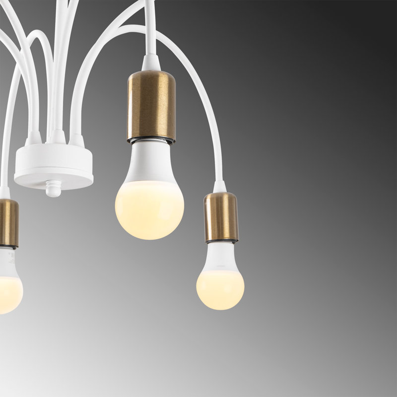 Lustre moderne en métal, 27,0 x 27,0 x 19,7 pouces, finition blanche, 6 x douilles E27 (40 W maximum) | Éclairage élégant pour la salle à manger et les espaces de vie | Conception durable et élégante IP20 avec plaque de base de 12,0 pouces