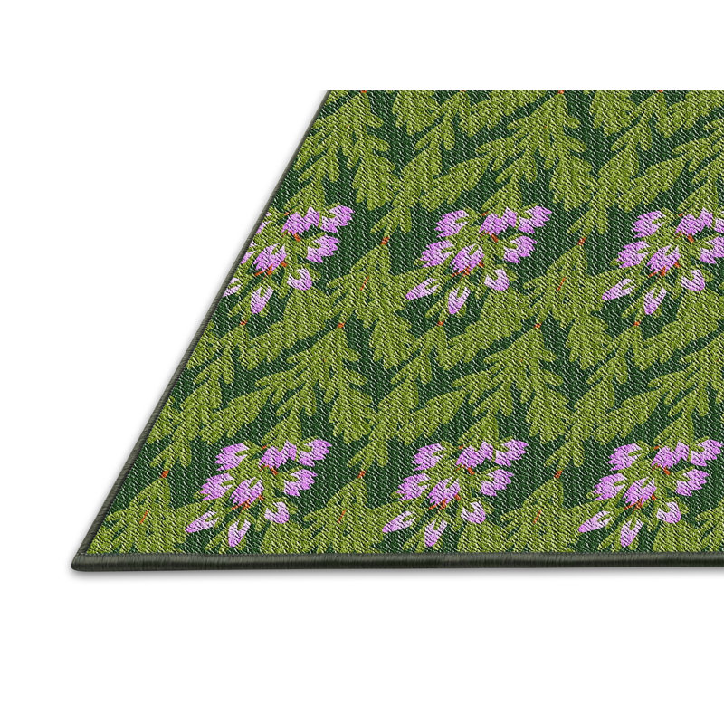 Tapis vert / rose Power Loom, Rectangle de 3 pi x 5 pi