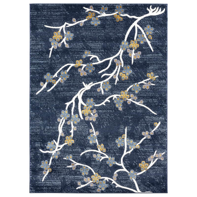 Tapis abstrait bleu, Rectangle 5 pi x 7 pi