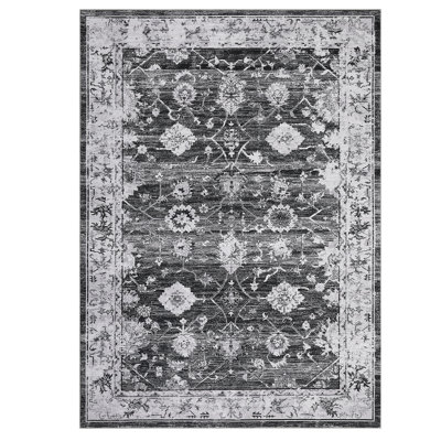 Oriental Machine Washable Area Rug for Living Room Non-Slip Indoor Carpet with Rubber Backing for Bedroom Dining Room Office Farmhouse