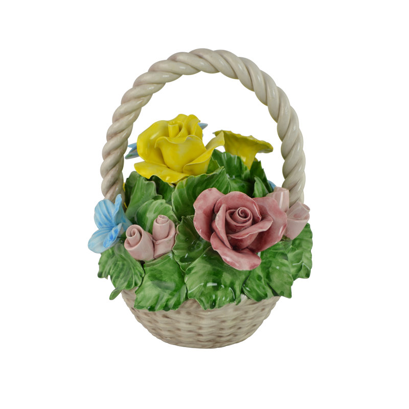 Panier à fleurs en céramique porcelaine Capodimonte