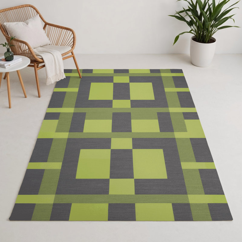 Tapis d'intérieur et d'extérieur à carreaux gris, Rectangulaire 3 pi x 5 pi