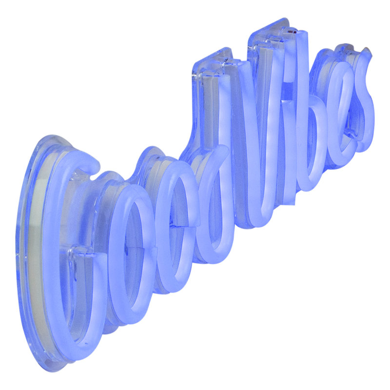 19" Bright Blue Neon Style Good Vibes LED Lighted Wall Sign