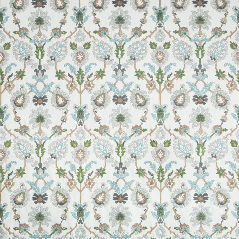 Baret Solanum Emb Cotton Blend Fabric, Mist