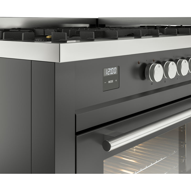 ILVE ProfessionalPlus II 60 Dual Fuel Range, knobs, Graphite Matte, Liquid Propane