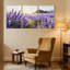 Assortiment de bouquets de champ de lavande avec vue sur le coucher de soleil, ensemble de 3 impressions sur toile-1872945837