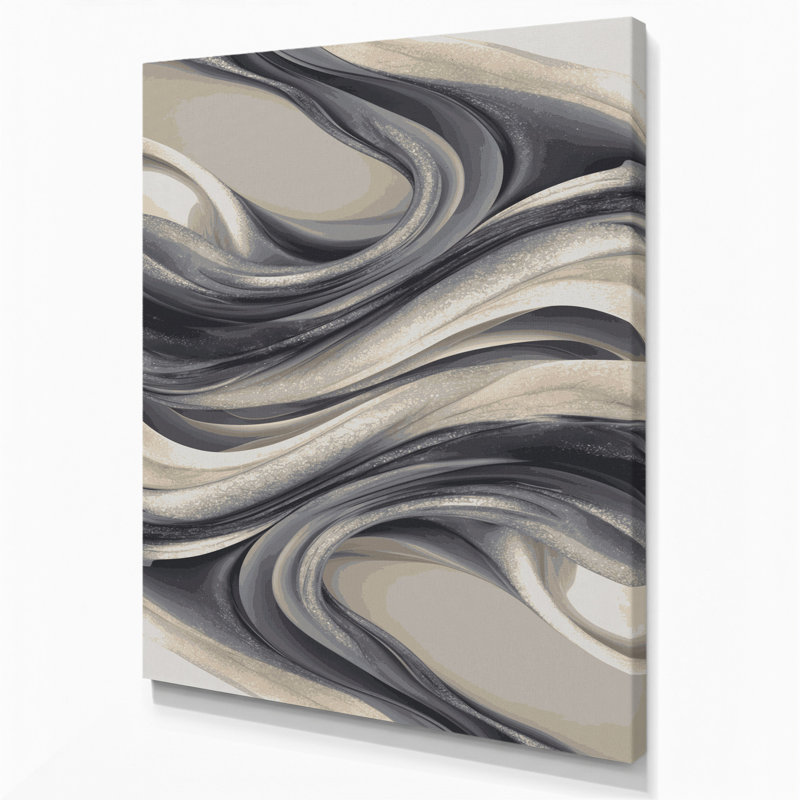 Abstrait paysage 85, art mural sur toile grise, H 14 po x l 11 po
