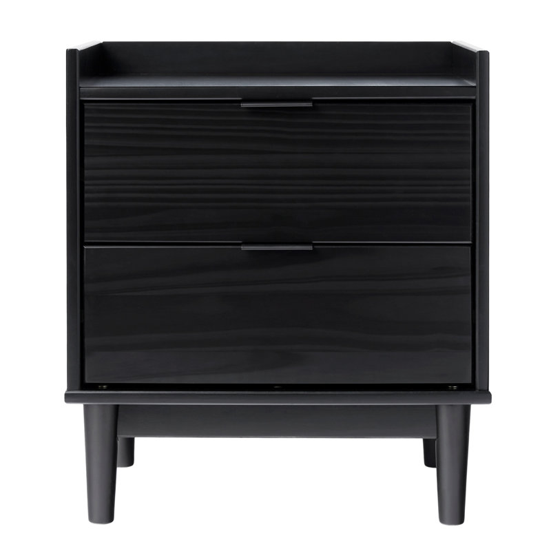 Table de chevet 2 tiroirs Mid-Century, Noir