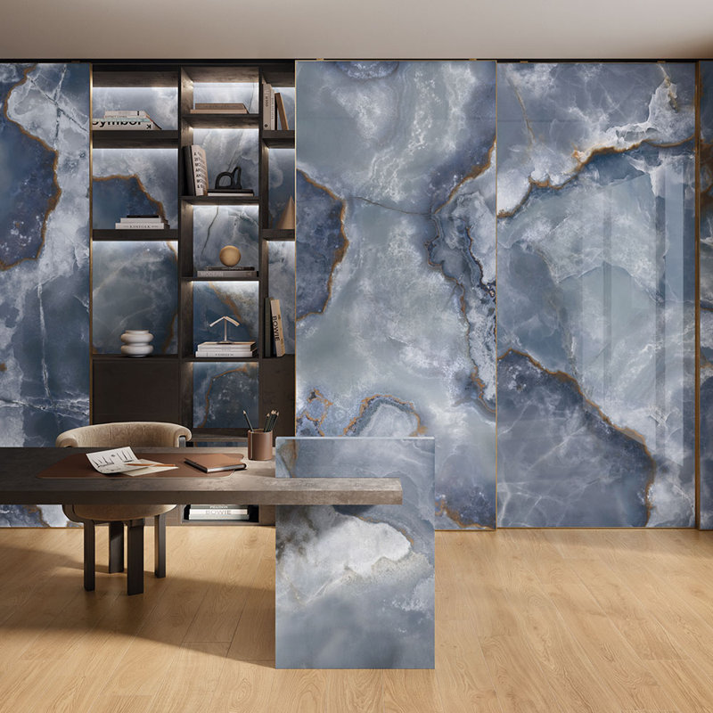 Eclipse 24X48 Polished Onyx Porcelain Tile, Blue