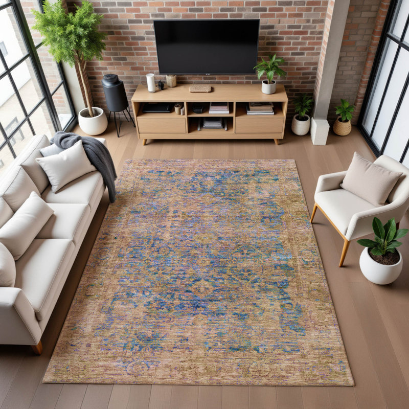 Premium Machine Washable Otte AMF1773 Border Rug, Rectangle 10' x 14'