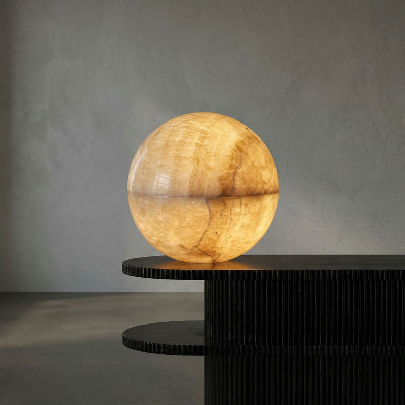 Onyx Globe Lamp, 19" H x 19" W x 19" D