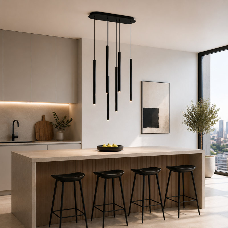 Baileyton 6 - Light Cluster Pendant, Black