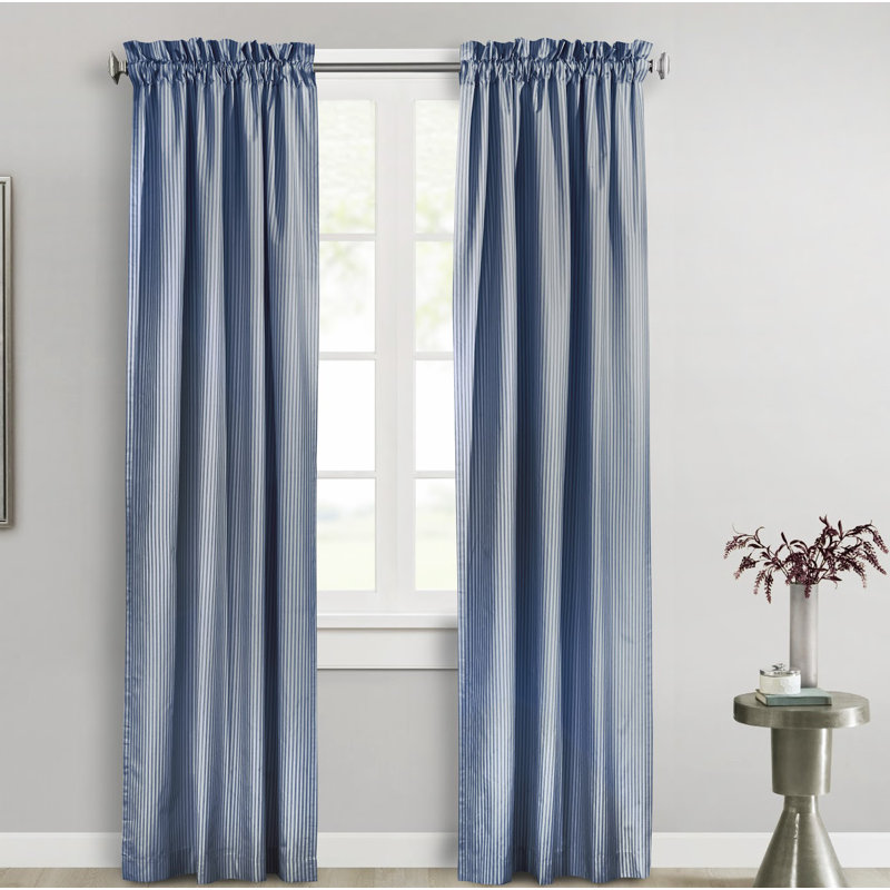 Paire de rideaux occultant et isolant avec passe-tringle Teri, Bleu marine, L 40 po x L 45 po