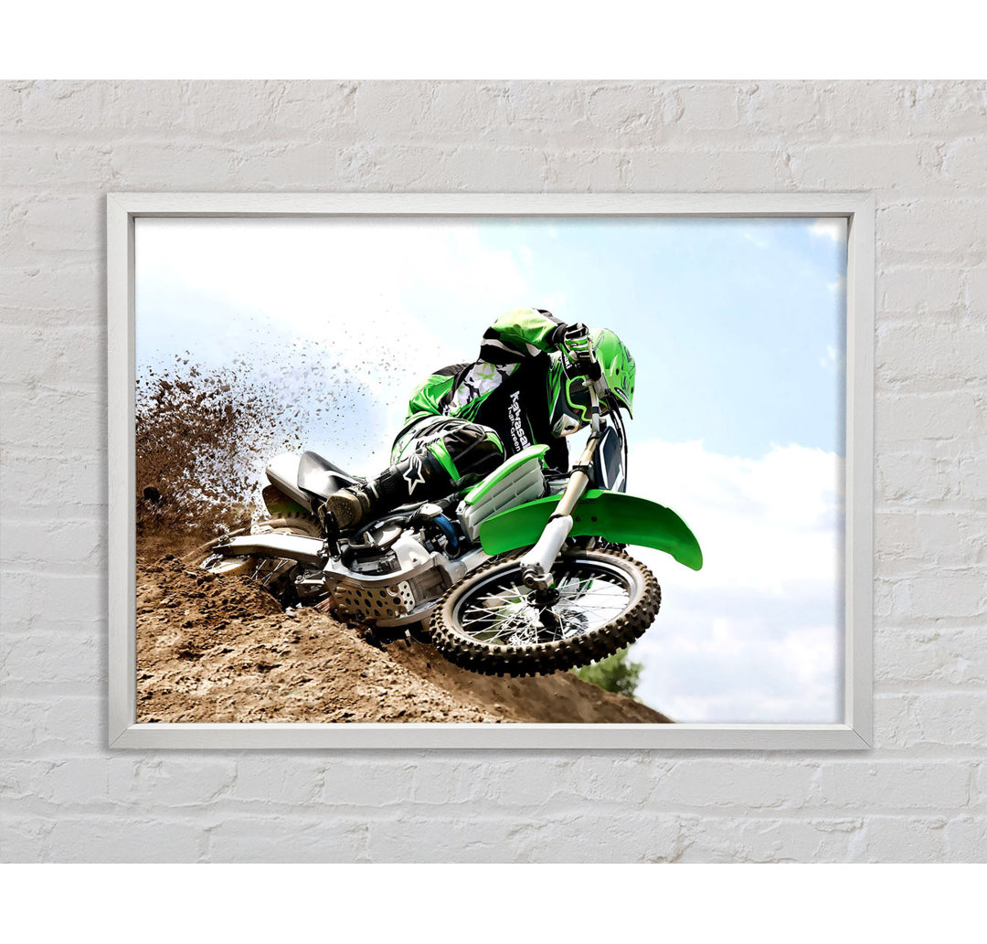 Kawasaki Motocross - Einzelbildrahmen Kunstdrucke auf Leinwand